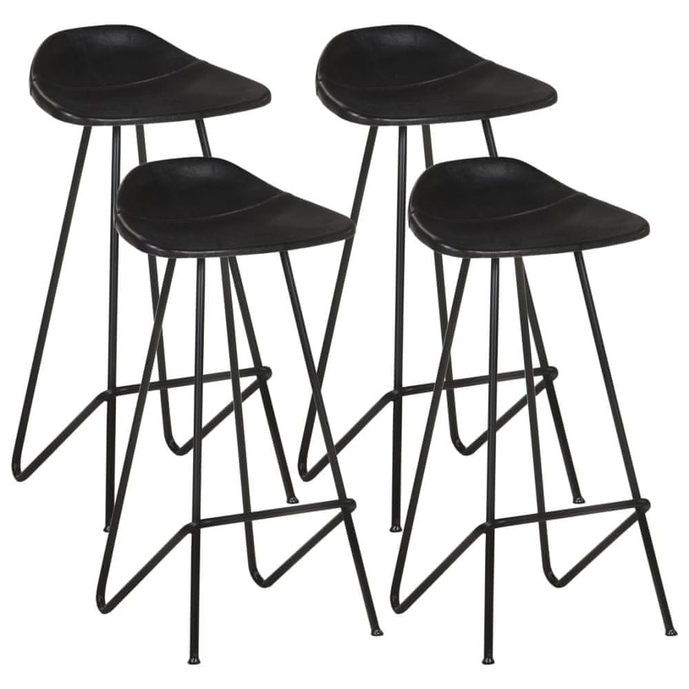 Vidaxl Barové stoličky 4 ks čierne pravá koža